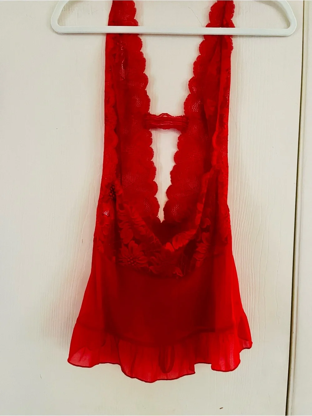 VTG Y2K Red Lace Fredrick’s Of Hollywood Sexy Stretch Boudoir Lingerie Teddy M - Picture 4 of 6